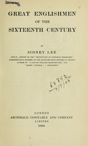 Cover of: Great Englishmen of the sixteenth century