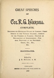 Cover of: Great speeches of Col. R.G. Ingersoll