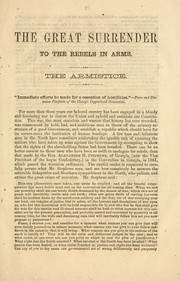 Cover of: The great surrender to the rebels in arms: the armistice