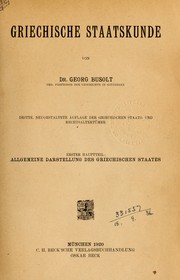 Cover of: Griechische Staatskunde by Georg Busolt
