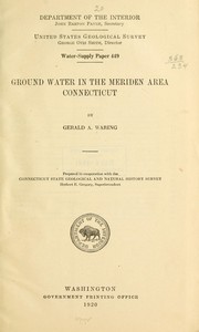 Cover of: Ground water in the Meriden area, Connecticut