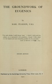 Cover of: The groundwork of eugenics. by Karl Pearson