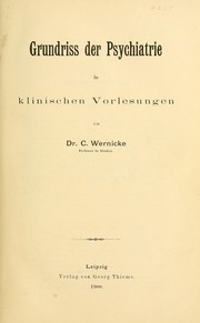 Cover of: Grundriss der Psychiatrie in klinischen Vorlesungen