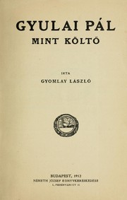 Cover of: Gyulai Pál by László Gyomlay