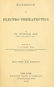 Cover of: Handbook of electro-therapeutics