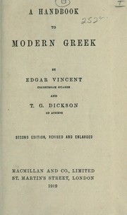 Cover of: A handbook to modern Greek