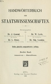 Cover of: Handwörterbuch der Staatswissenschaften