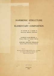 Cover of: Harmonic structure and elementary composition: an outline of a course in practical musical invention