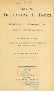 Cover of: Haydn's dictionary of dates and universal information relating to all ages and nations.