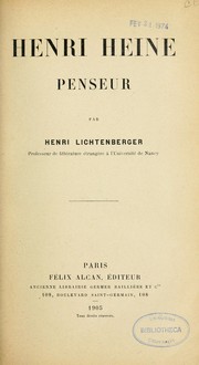Cover of: Henri Heine, penseur by Henri Lichtenberger