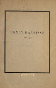 Cover of: Henry Harrisse, 1830-1910 by Henri Cordier