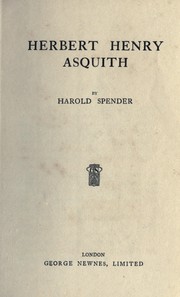 Cover of: Herbert Henry Asquith