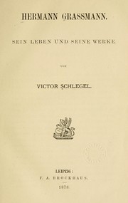 Cover of: Hermann Grassmann by Victor Schlegel