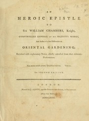 Cover of: An heroic epistle to Sir William Chambers, knight ...