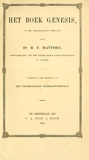 Cover of: Het boek Genesis by B. F. Matthes