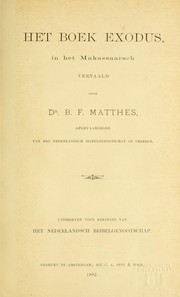 Cover of: Het Boek Exodus by B. F. Matthes