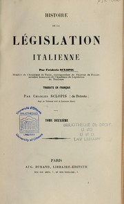 Cover of: Histoire de la législation italienne