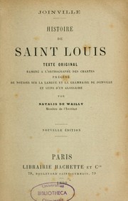 Cover of: Histoire de Saint-Louis by Jean de Joinville