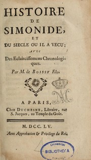 Cover of: Histoire de Simonide et du siècle où il a vécu by Boissy, Louis Michel de, m. 1788