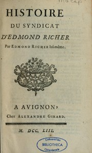 Cover of: Histoire du syndicat d'Edmond Richer by Edmond Richer
