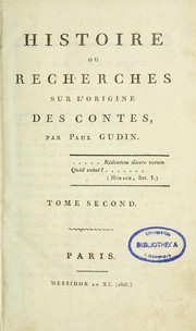 Cover of: Histoire ou recherches sur l'origine des contes