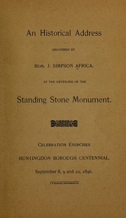 Cover of: An historical address delivered by Hon. J. Simpson Africa