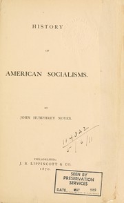 Cover of: History of American socialisms by John Humphrey Noyes