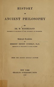 Cover of: History of ancient philosophy