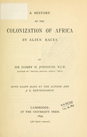 Cover of: A history of the colonization of Africa by alien races