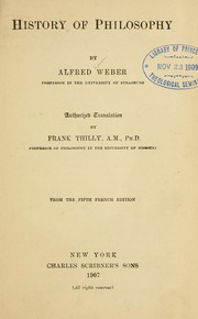 Cover of: History of philosophy by Weber, Alfred