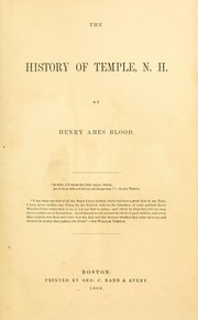 Cover of: The history of Temple, N. H.