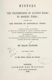 Cover of: History of the transmission of ancient books to modern times