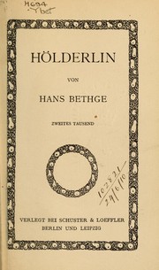 Cover of: Hölderlin by Bethge, Hans