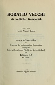 Cover of: Horatio Vecchi als weltlicher Komponist: 1.T. Horatio Vecchi's Leben