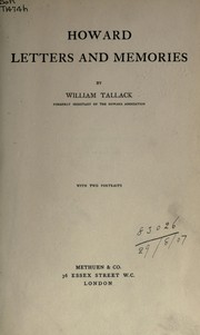 Cover of: Howard letters and memories by Tallack, William