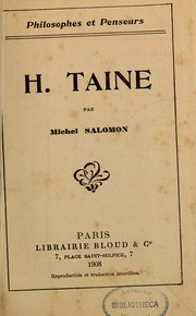 Cover of: H. Taine