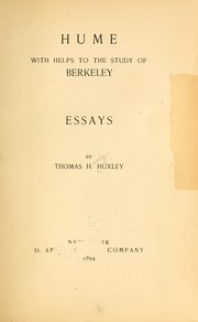 Cover of: Hume: with Helps to the study of Berkeley