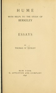 Cover of: Hume: with Helps to the study of Berkeley; essays