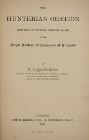 Cover of: The Hunterian oration by Nottidge Charles Macnamara