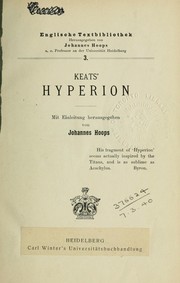 Cover of: Hyperion: Mit Einleitung hrsg. von Johannes Hoops