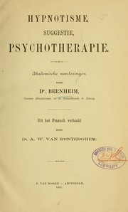 Cover of: Hypnotisme, suggestie, psychotherapie
