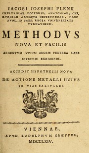 Cover of: Methodus nova et facilis argentum vivum aegris venerea labe infectis exhibendi by Joseph Jacob Ritter von Plenck