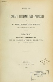 Cover of: I contatti letterari italo-provenzali e la prima rivoluzione poetica della letteratura italiana