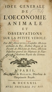 Cover of: Idée generale de l'oeconomie animale et observations sur la petite verole