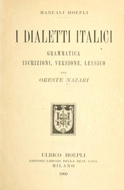 Cover of: I dialetti italici by Oreste Nazari