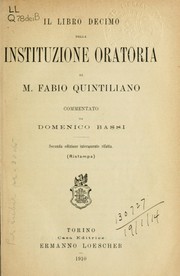 Cover of: Il libro decimo della instituzione oratoria