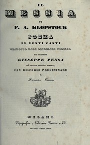 Cover of: Il messia, di F.A. Klopstock by Friedrich Gottlieb Klopstock
