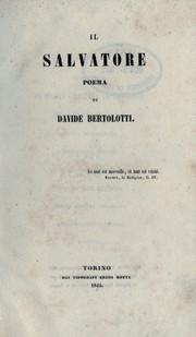 Cover of: Il Salvatore, poema by Davide Bertolotti