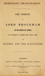 Cover of: Immediate emancipation by Brougham and Vaux, Henry Brougham Baron