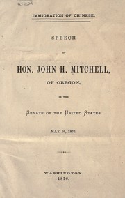 Cover of: Immigration of Chinese by John H. Mitchell